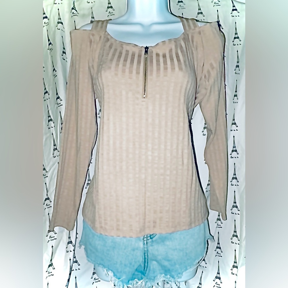Women's Tan Long Sleeve Top